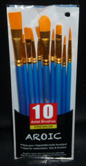 AROIC New Sealed 10 PREMIUM Artist Paint Brush Set for Oils Acrylics Watercolors