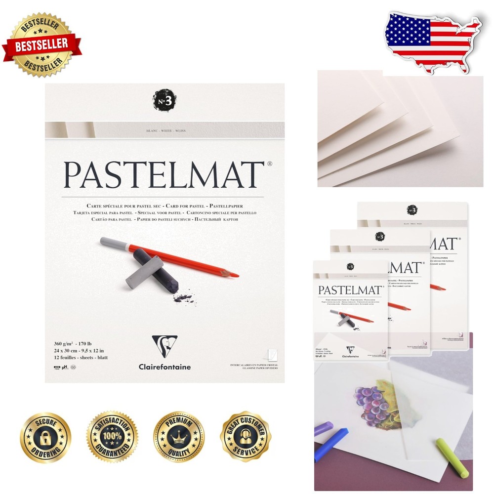 Pastelmat White Paper Pad 24x30cm 12 Sheets Dry Pastel Drawing Card