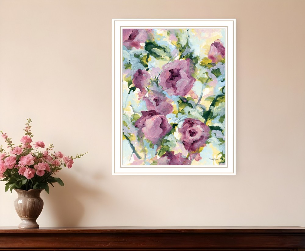 Abstract Floral White Framed Print Wall Art