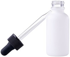 White Coated Boston Round Glass bottles Black Dropper Cap 1 oz / 30 ml 24 Pack