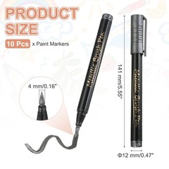 10Pcs, Metallic Marker Pens Metallic Paint Brush Markers(Black)