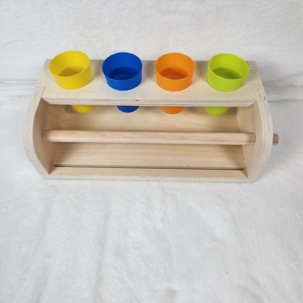 Wooden Tabletop Paper Roll Dispenser Kids Art Easel with Four Pencil Holder Cups