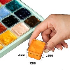 Gouache Paints set with 3 Paint Brushes, 24 Colors, 30g, Jelly Cup Design Non…