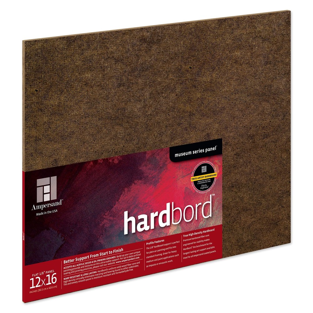 Ampersand Art Supply Hardboard Wood Painting 12″ x 16″, 1/8 Inch Flat Profile