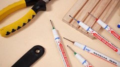 60 Pcs Deep Hole Marker Pens – Long Nosed Waterproof Scribers for Woodworking, C