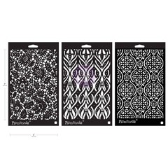 Victorian Tiles | 6″ x 9″ Stencil Set | 3 Mylar Stencils | Finnabair | Prima
