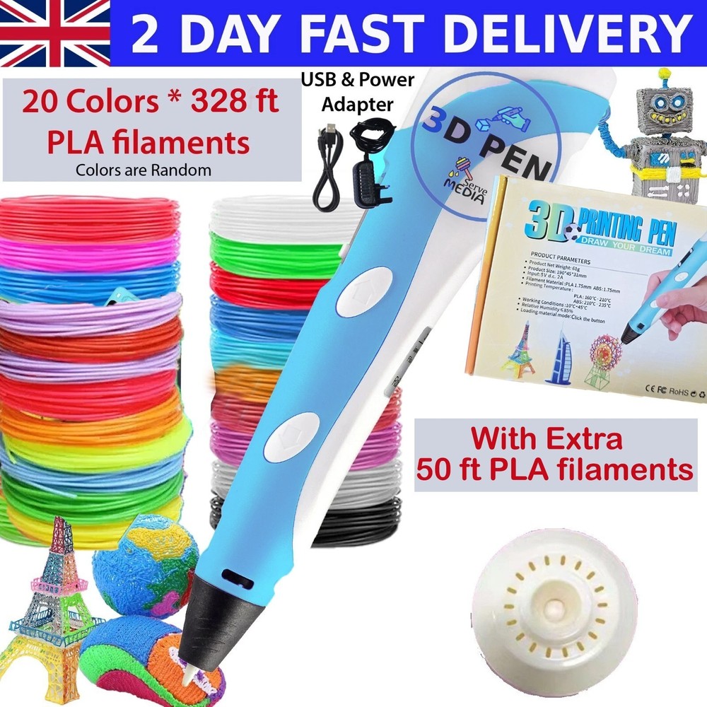 3D Printing Pen Kids Bundle – 350 ft PLA Birthday Gift set for Creative Minds
