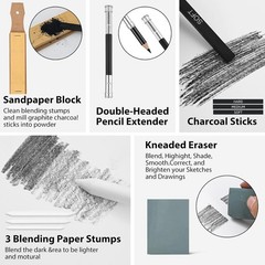 Sketch Pencils for Drawing 34 Pcs Graphite Pencil 14B 4H Charcoal Pencil