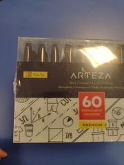 Arteza Fine Tip Permanent Markers – Set of 60 BRAND NEW!!! ( Tiny Rip On Seal)