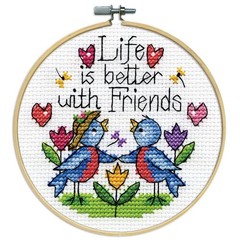 Design Works Crafts Hoop, Friends Counted Cross Stitch Kit