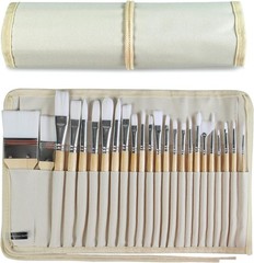 Professional Paint Brushes Set 24 Pieces Wooden Case