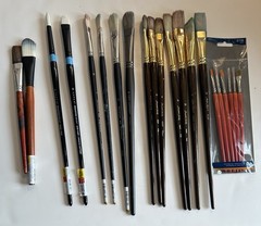 Lot/21 Artist Assorted/Mixed Used(2New)Paint Brush SizesPaint Painting Supplies