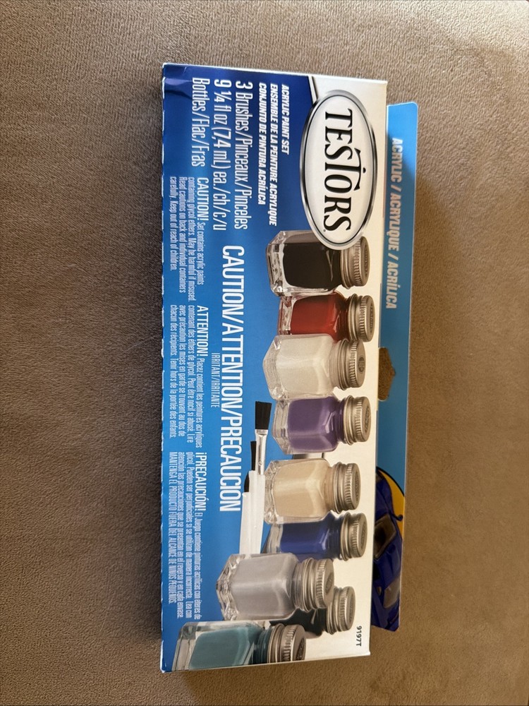 Testors Acrylic Paint Set 9 Bottles, 2003 Vintage, New Sealed 9197