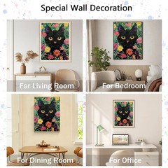 Black Cat Diamond Art Painting Kits for Adults, 5D Cat Diamond Dots for Beginner