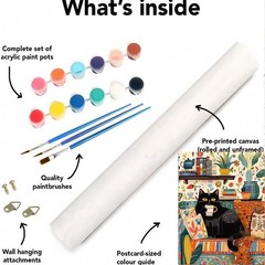 Black Cat Paint by Numbers Kit for Adults Beginner, Animals Paint by Number Kits