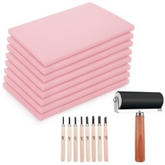 8PCS 4×6 Inch Linoleum Carving Blocks for Printmaking, Rubber Linocut Block S…