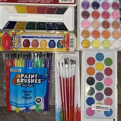 Watercolor Palette Paint (4) Watercolor Paper(2) & Brushes (30) All New Lot 1