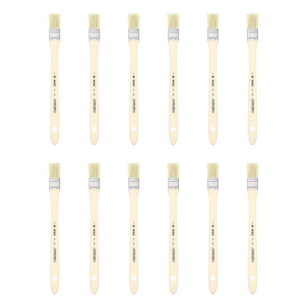 XDT#2801 Hake Artist Paint Brush 12 Piece Set #1 in, Hog Bristle Flat Brushes