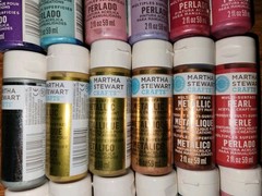 NEW X24 MARTHA STEWART ACRLIC CRAFT PAINT PEARL METALLIC GLITTER PLUS BONUS 8