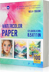100 Sheets Watercolor Paper 8.5X11 Inch 102LB/230GSM Cold Press Practice Paper f