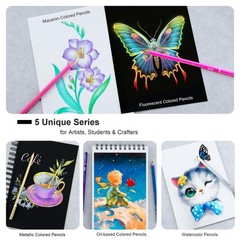 60 Art Drawing Pencils Set,Including Oil-Based, Metallic, Watercolor, Neon, M…