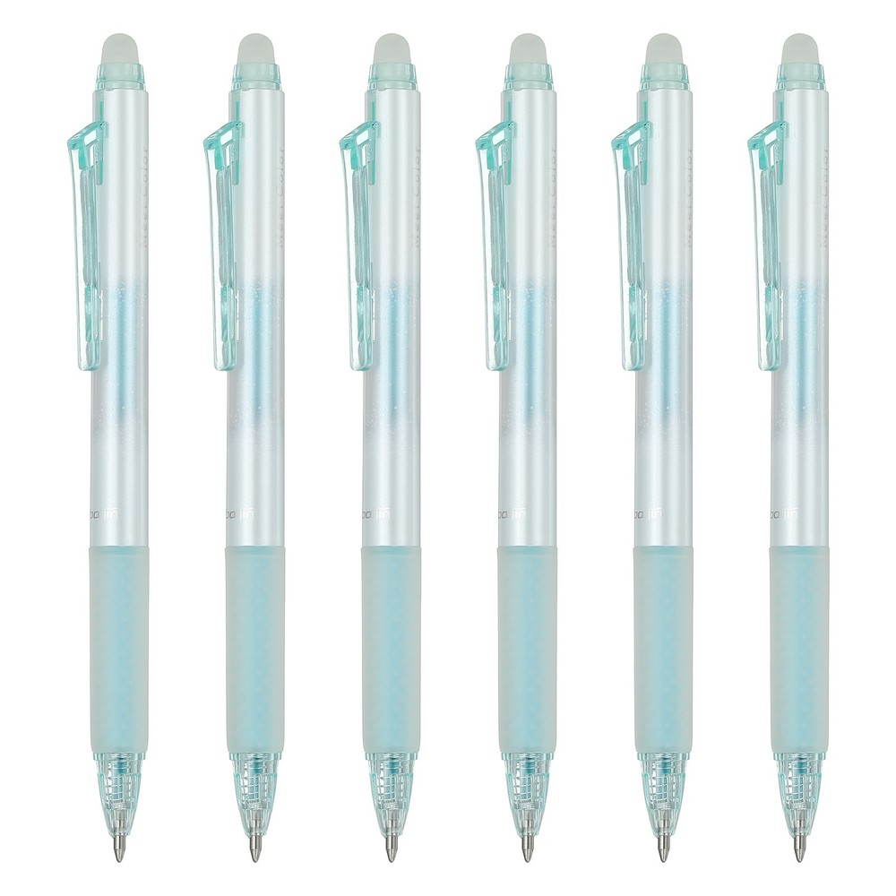 6Pcs Erasable Gel Pens, Glitter Fine Point 0.5mm Scented Pens, Light Blue
