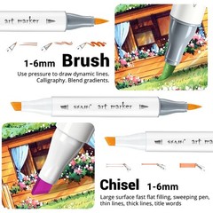 Alcohol Markers Brush & Chisel – 216 Colors Double Tipped Art Markers for Adu…