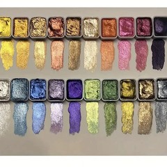 20 Colors Metallic Watercolor Paint Set Portable Box Shiny Pearl Pigments Art