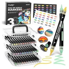 Dual Tip Acrylic Paint Markers—36 Colors—Automatic Ink Control
