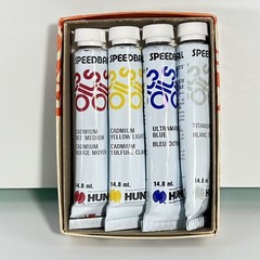 VTG Speedball Oils Artist Paints Hunt Mfg 5670 Sample Set Orig Box 4 Color Tubes