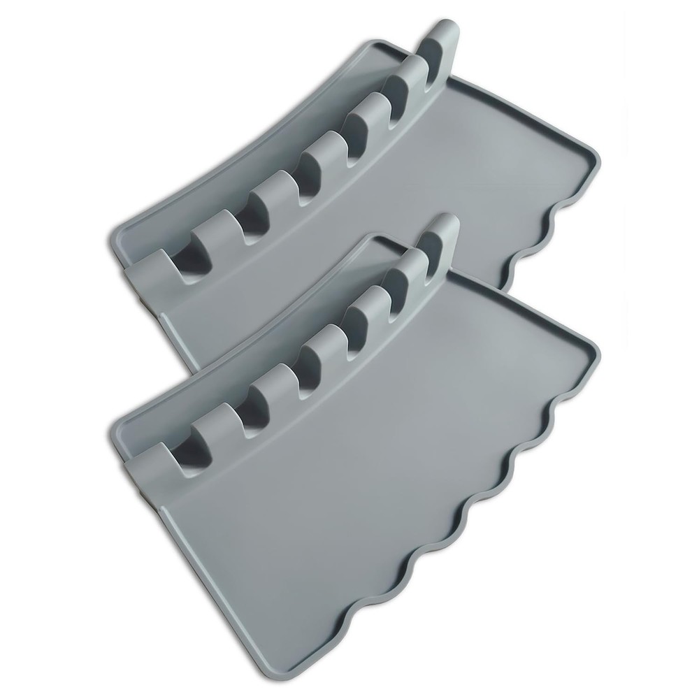 2 Pack Silicone Paint Brush Holders Large Rest 6 Slots Grey Watercolor Oil