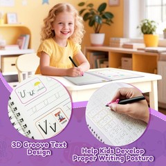 Magic Grooved Writing Practice for Kids,Reusable Grooved Handwriting Workbook…