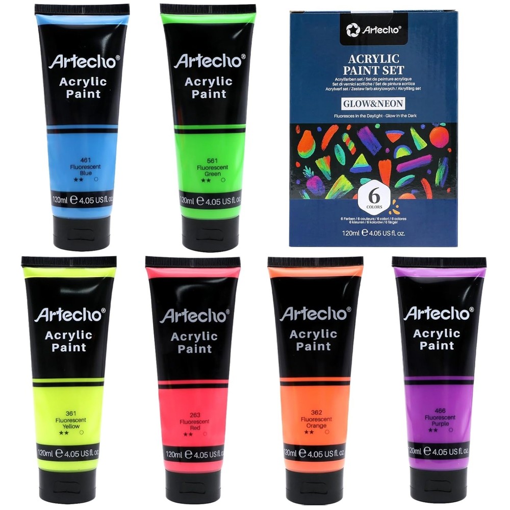 Glow in the Dark Acrylic Paint – 6 Colors, 120 ml