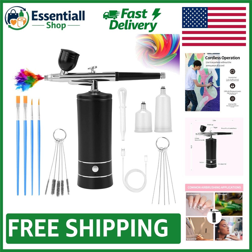 Rechargeable Wireless Airbrush with Compressor – Ideal for Delicate Detailing