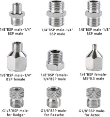9Pcs Airbrush Adapter Set Air Brush Fitting Connector Kit Airbrush Accessories f