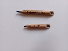 Rare Unnumbered Two Vintage Karisma Coloured Pencil Stubs Berol Indigo Blue GC