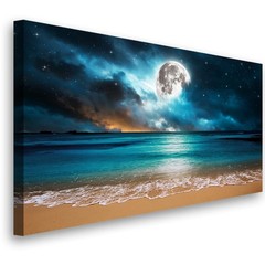 Beach Wall Art Canvas Prints Moon Ocean Landscape Picture Home Decor Natural …