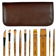 10 PCS Professional Travel Watercolor Paint Brushes Set Pointed Rounds Hake