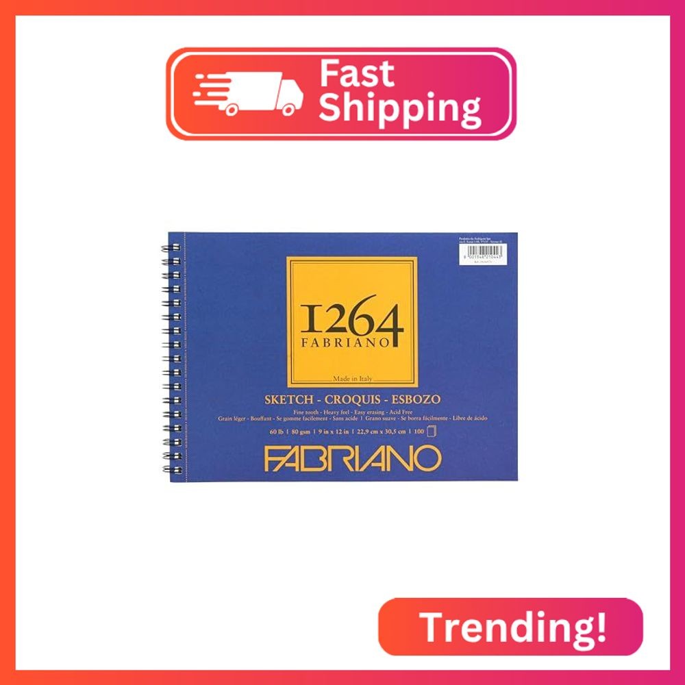 Fabriano 1264 Sketch Pad, 12 x 9, Light Cream