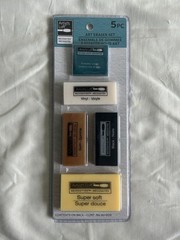 Artist’s Loft 5 Pc Art Eraser Set Kneaded Vinyl Gum Black Super Soft Sketching