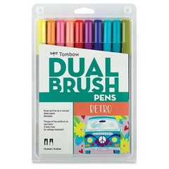 56217 Dual Brush Pen Art Markers, Retro, 10-Pack. Blendable, Brush and Fine T…
