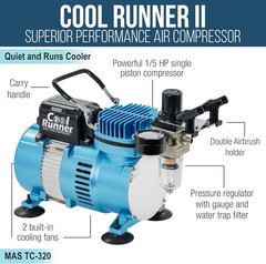 Cool Runner II Airbrush Kit with Compressor 3 Guns