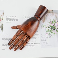 Wooden Hand Model for Artists, Articulated Mannequin Left Hand Figure, 10.2-inch