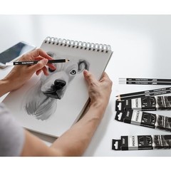 36 Pc Charcoal Pencil Set – Soft, Medium, Hard for Sketching & Shading