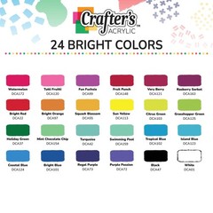 Crafter’s Acrylic Paint Set – Bright Colors, 24 Bottles (2 fl oz) – Easy Craf…
