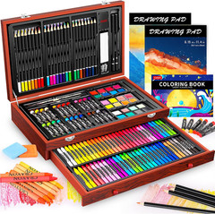 Art Supplies, 153-Pack Deluxe Art Set in Wooden Case, Crafts Drawing Painting Ki