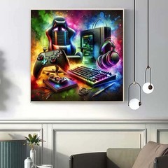 Video Game Diamond Art Kits for Adults,DIY Gaming Equipment Diamond Painting Kit
