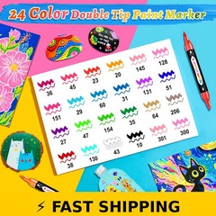 TBC The Best Crafts 24 Colors Dual Tip Acrylic Paint Markers