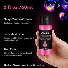 ABEIER Glow in the Dark Acrylic Paint – 10 20 Fl Oz (Pack of 1), multicolor