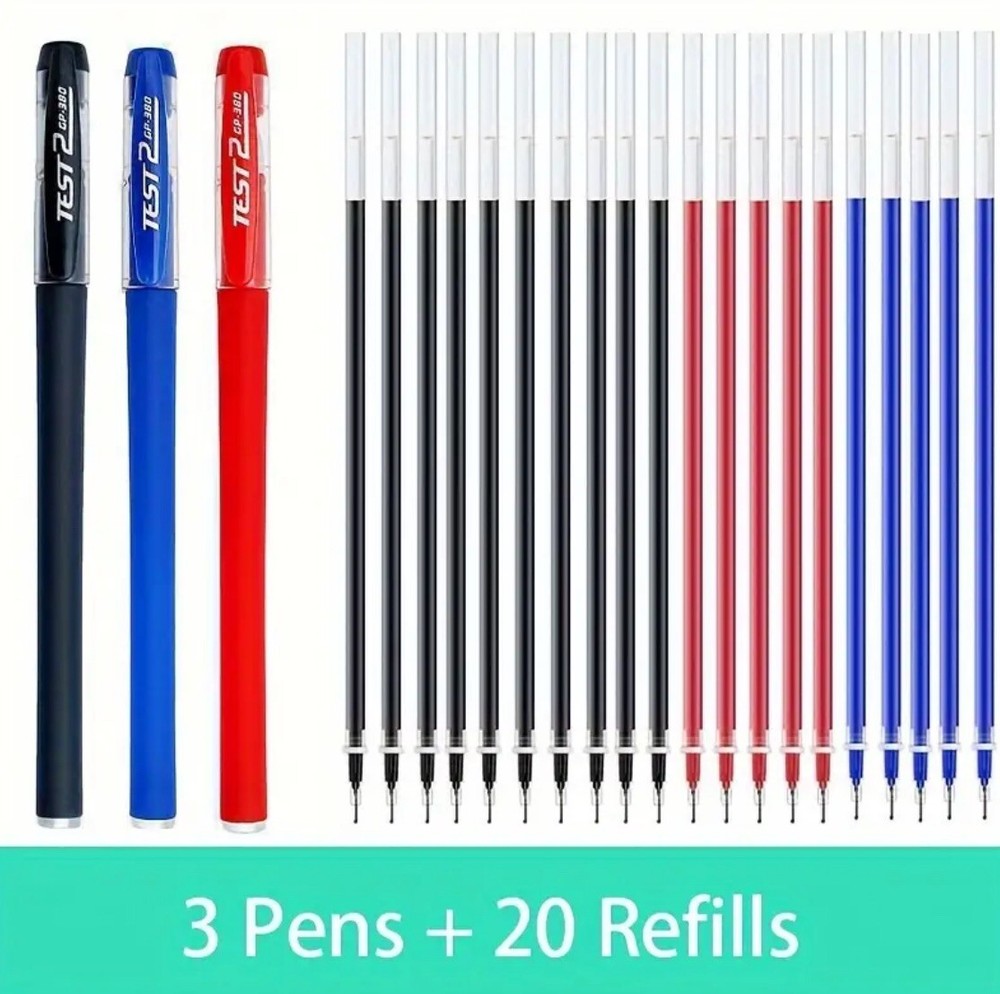 Gel Pen Set Black Blue Red Refill Bullet 0.5mm School Office Supplies Stationery